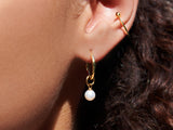 Tiny Freshwater Pearl Hoop Earrings in 14K Gold Over Sterling Silver