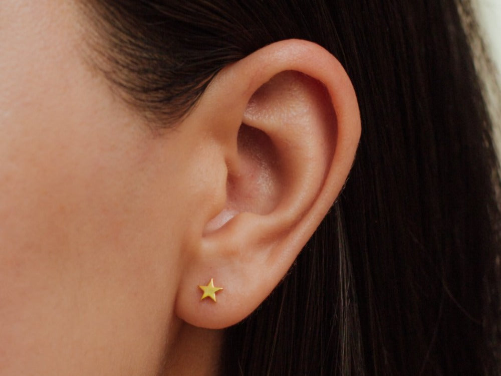 Tiny Star Earrings in 14K Gold
