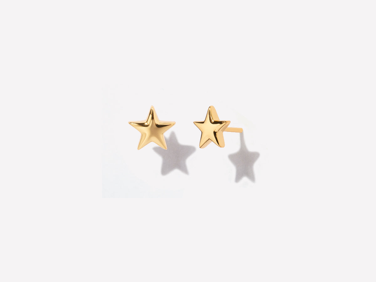 Tiny Star Stud Earrings in Gold Plated Silver