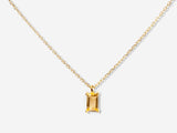 Baguette Citrine November Birthstone Necklace in Gold Over Silver
