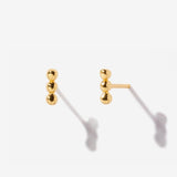 Triple Dot Bar Stud Earrings 14K Gold Plated Sterling Silver