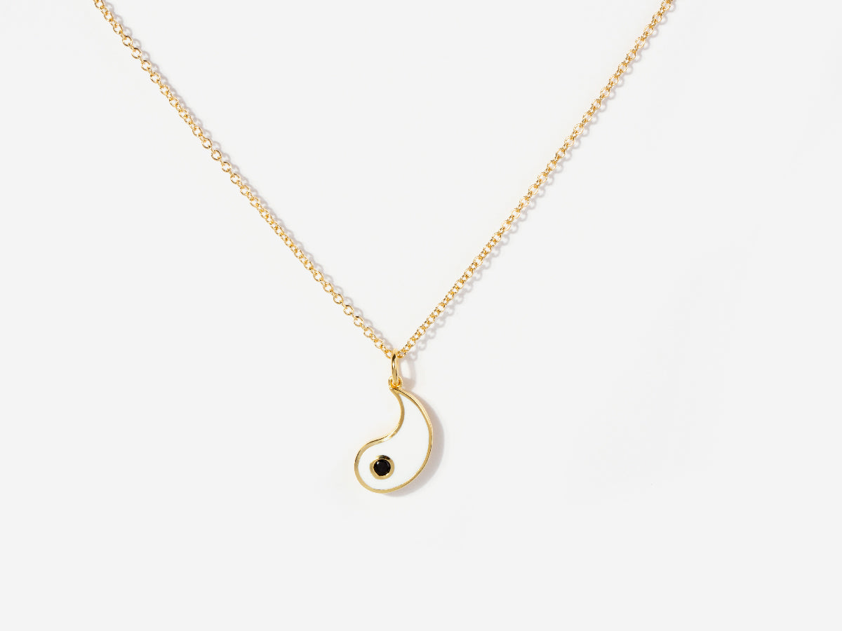 Yin Yang Friendship Enamel Necklaces in 14K Gold over Silver
