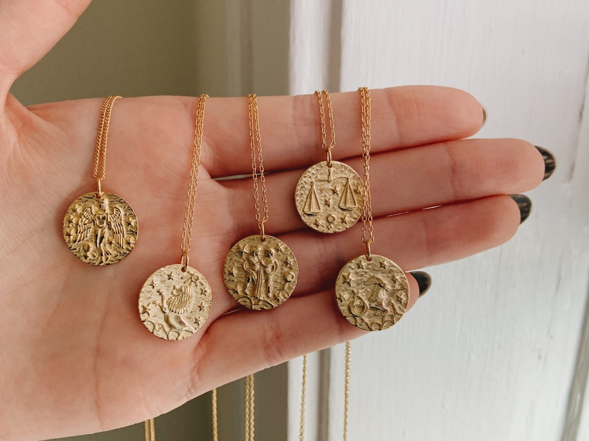 Zodiac Coin 14k Gold Necklace