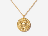 Cancer Zodiac Coin 14k Gold Necklace