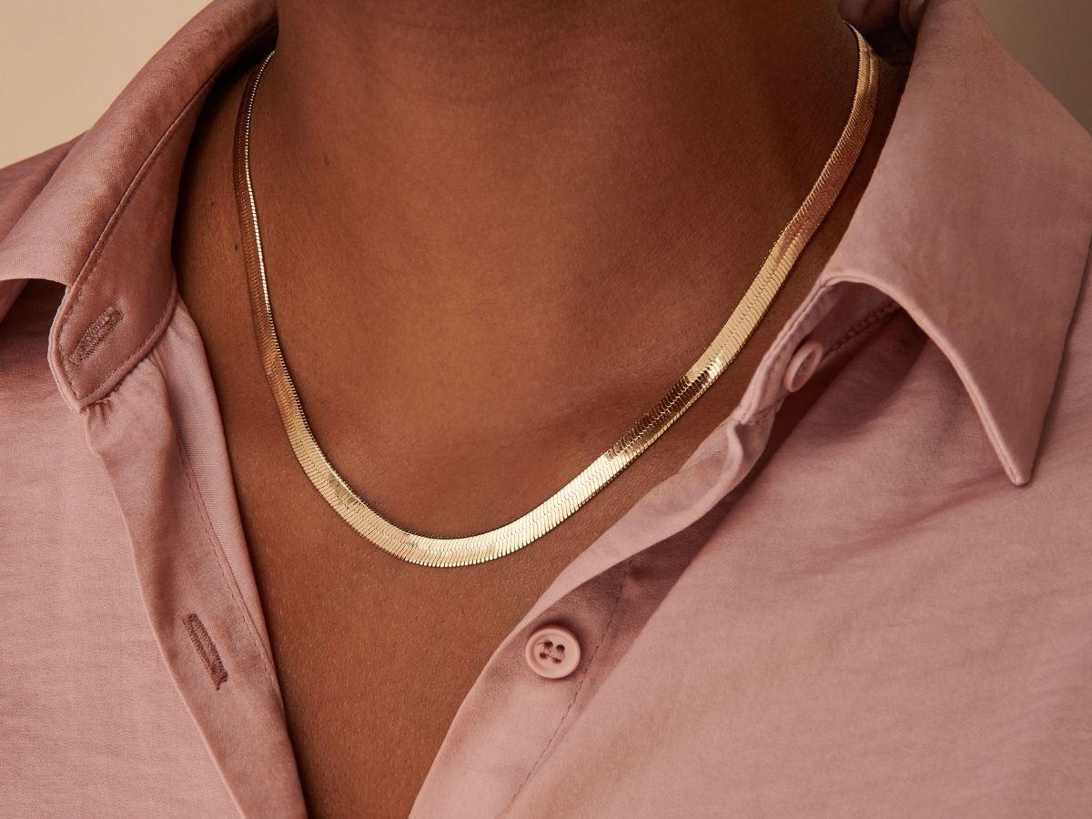 Amelia Herringbone Gold Filled Necklace