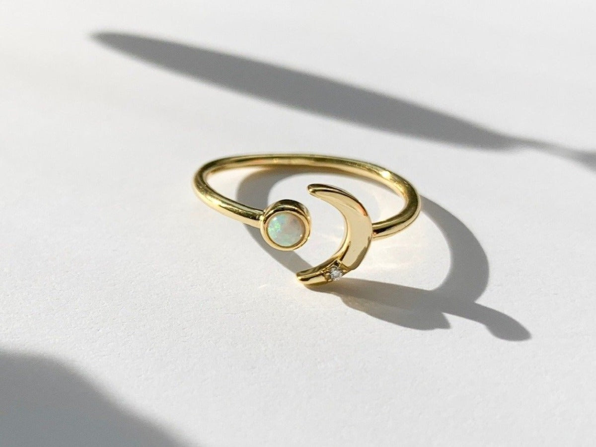 Crescent Moon 14k Gold Ring
