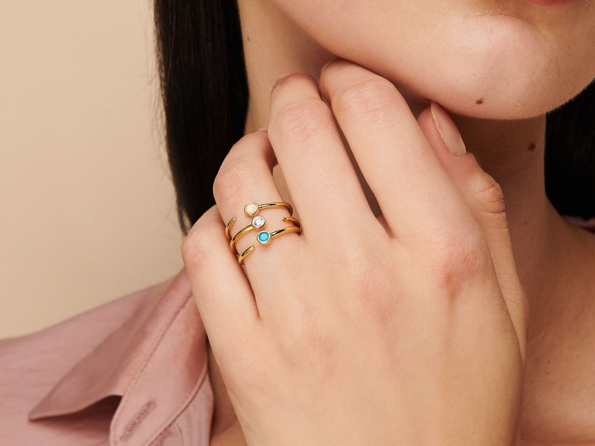 Orbit Turquoise Ring in Gold Plated Silver