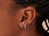 Beaded Rainbow Huggie Earrings in Gold Plated Silver