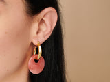 Sienna Donut Charm Chunky Hoop Earrings in Gold Plated Brass
