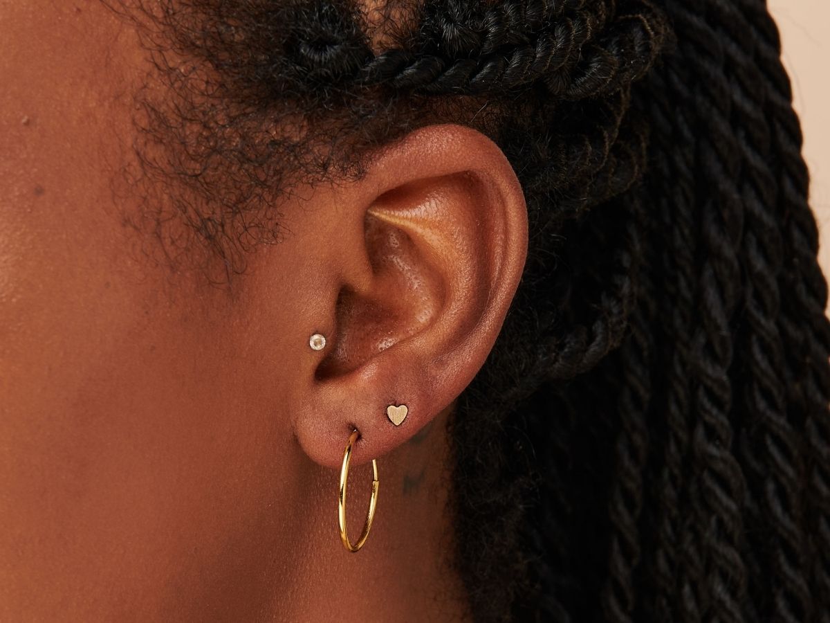 Delicate Heart 14K Gold Filled Stud Earrings