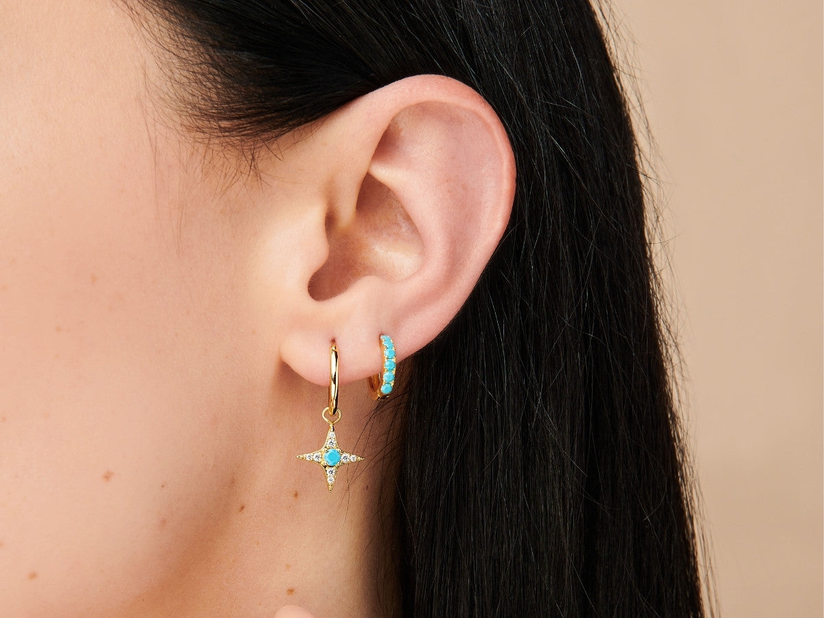 Star Turquoise Charm in 14K Gold Over Sterling Silver
