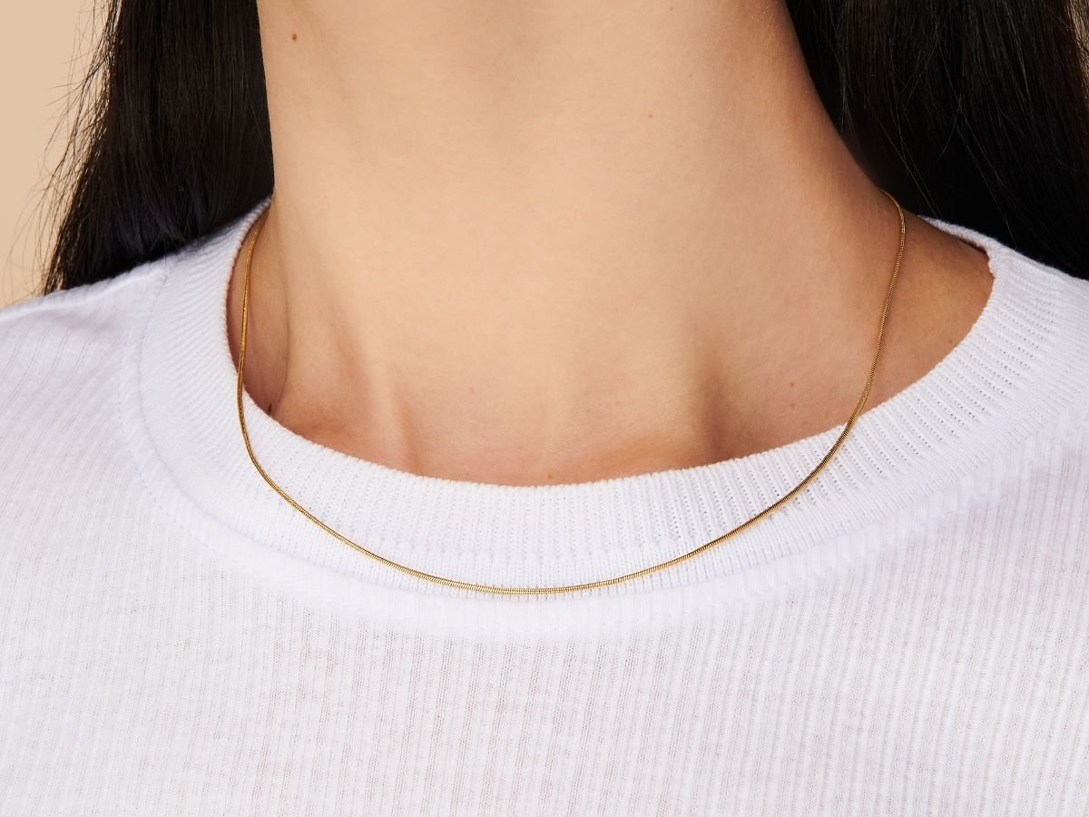 Thin Snake Chain Necklace in 14K Gold Filled